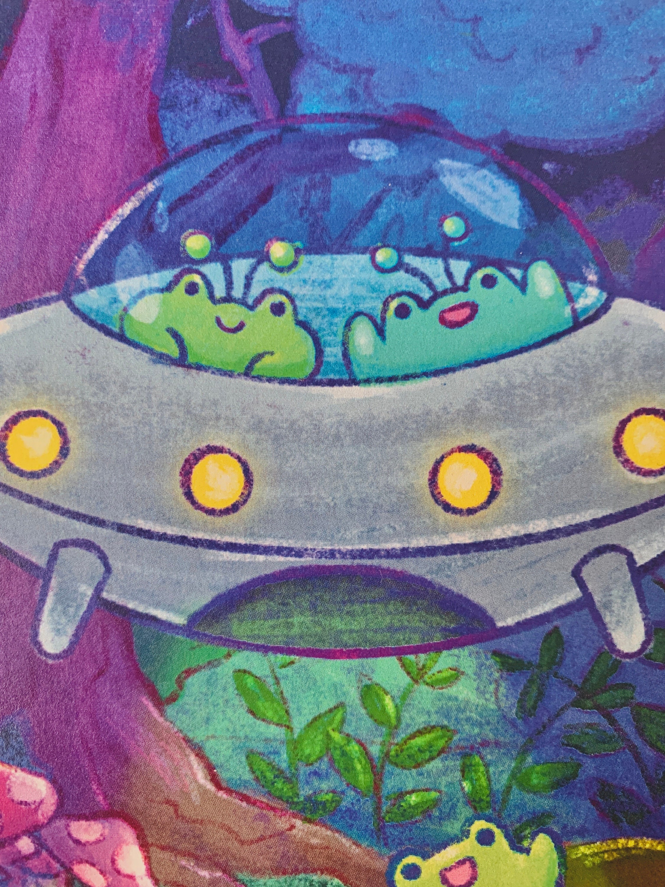 Alien Frog Abduction Art Print on Heavy Cardstock - Etsy