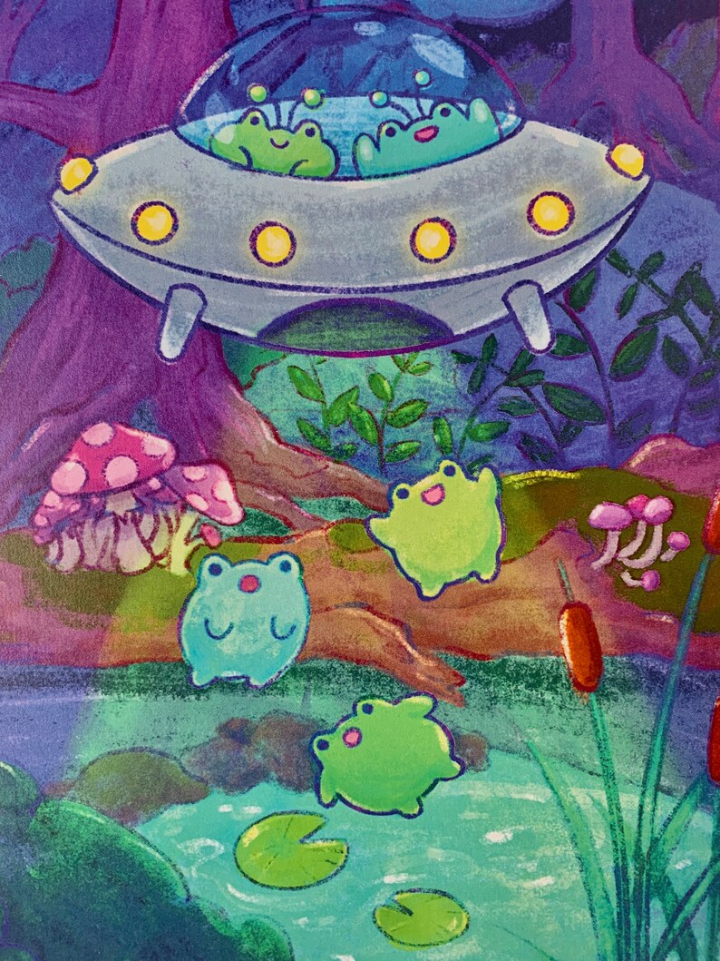 Alien Frog Abduction Art Print on Heavy Cardstock - Etsy
