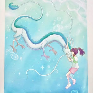 Chihiros Reise ins Zauberland Haku Chihiro Unterwasserozean Kunstdruck | Studio Ghibli Kunst