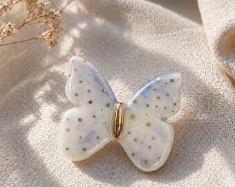 Hand Painted Porcelain Butterfly Brooch, Elegant Ceramic Pin, Nature Jewelry