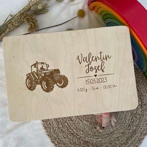 Baby memory box personalized | Wooden memory box with lid | Wooden box | Birth | Baby souvenir | Wooden storage box with lid