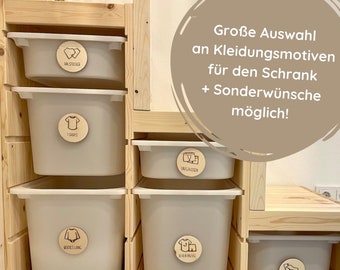 Montessori Kleiderschrank Etiketten aus Holz | Aufbewahrung | Kleidung | Kind Trofast Boxen Ikea