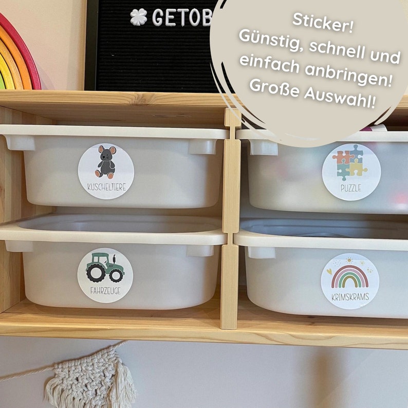 Étiquettes Autocollants pour coffres à jouets rangement Décor de salle de jeux Trofast Montessori image 1