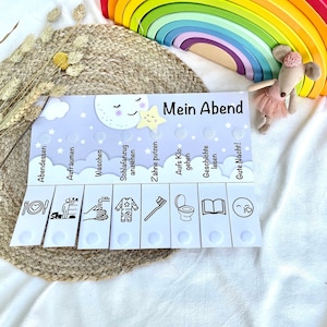 Abendroutine Morgenroutine Plan, Routine, deutsch, Checkliste Abend, Morgen Montessori, Tagesplan, Abendplaner, Kinderplaner