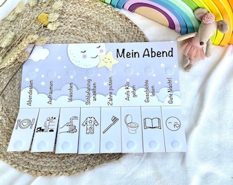 Evening routine morning routine plan, routine, German, checklist evening, morning Montessori, daily plan, evening planner, children's planner