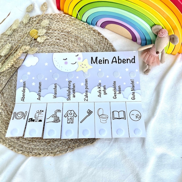 Abendroutine Morgenroutine Plan, Routine, deutsch, Checkliste Abend, Morgen Montessori, Tagesplan, Abendplaner, Kinderplaner