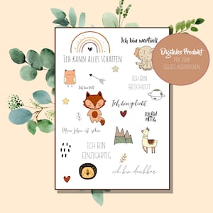 Affirmation poster children | Positive beliefs | Children's room decoration | Gift for children | digital download