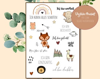 Affiche d’affirmation enfants | Croyances positives | Décoration chambre d'enfant | Cadeau pour les enfants | téléchargement numérique