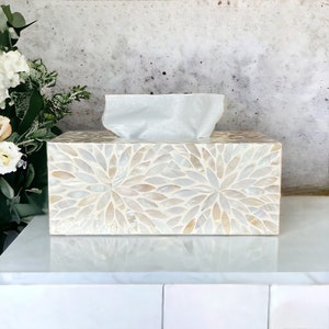 Mother pearl inlay tissue box vintage style, rectangle tissue box holder, luxurious tissue box cover, nacre tissue box, napkin case holder