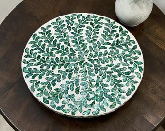 Green Capiz Shell Lazy Susan: 16 inches (40cm) Turntable Organizer