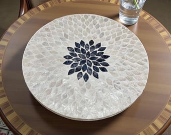 Capiz Shell Lazy Susan: 16 inches (40cm) Turntable Organizer for Dining Table