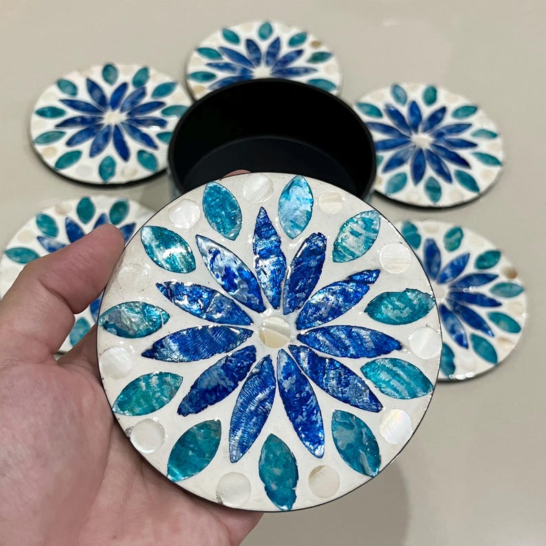 BBDecorHouse Capiz Shell Coasters - Thumbnail 2