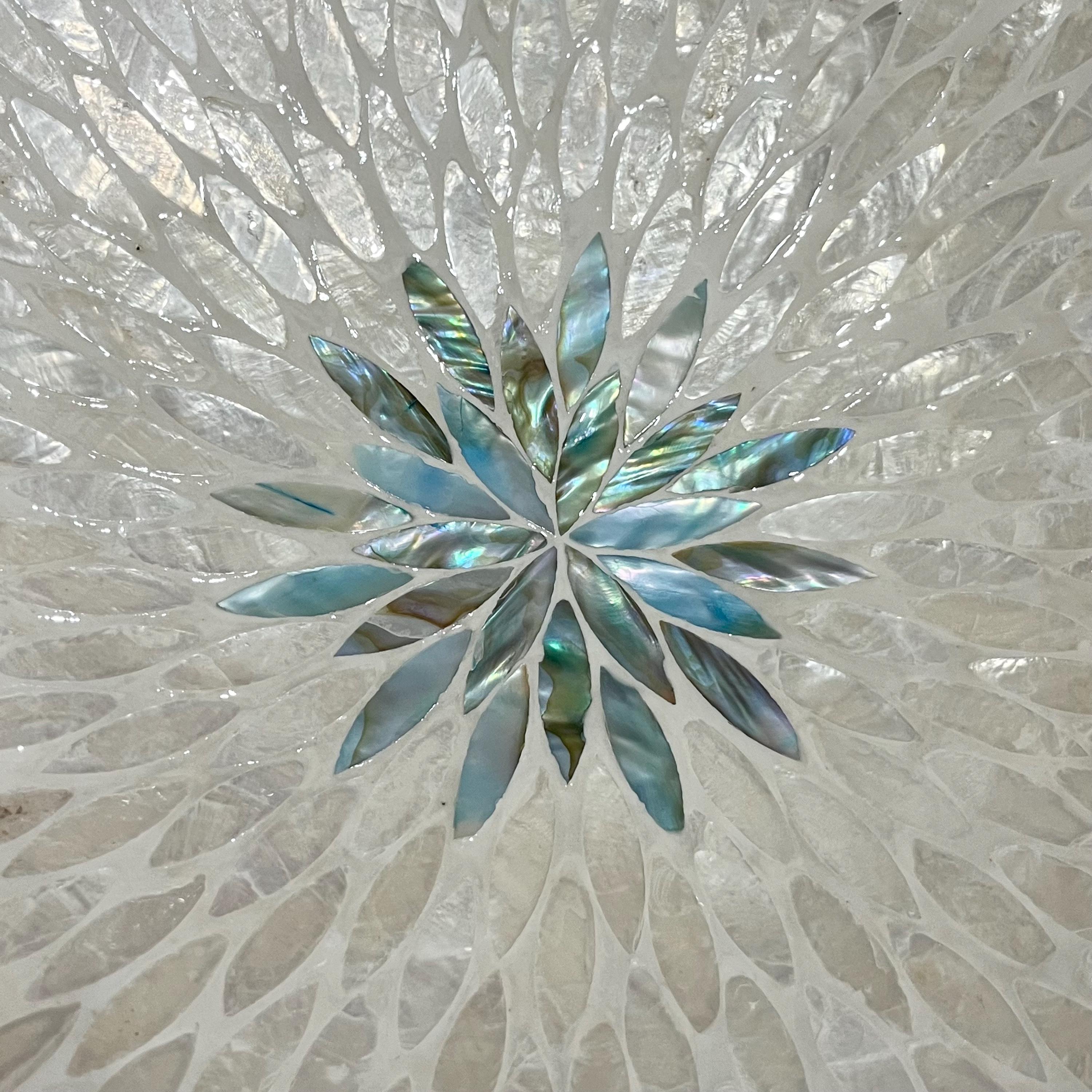Capiz Shell Inlay Bowl: Handmade Mother of Pearl Centerpiece 14 in 36 ...