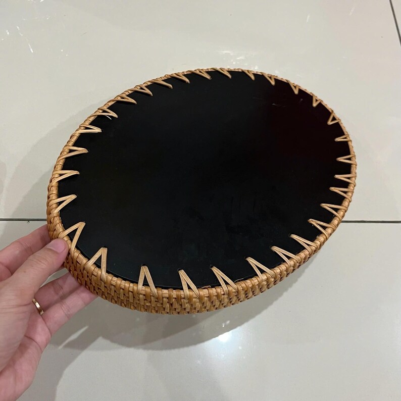 Set of 3 Oval Rattan Trays, Capiz Shell Inlay Trays, Boho Coastal ...