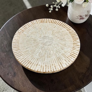Capiz Shell Lazy Susan: Skivspelare med elfenbensinlägg på 40-50 cm (16-20 tum)