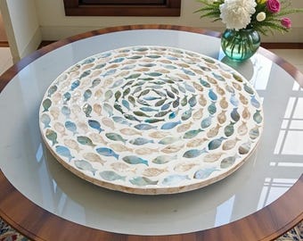 Mother of Pearl Lazy Susan: 16-20 inches (40-50cm) Spinning Charcuterie Board Fish Tornado Swirls