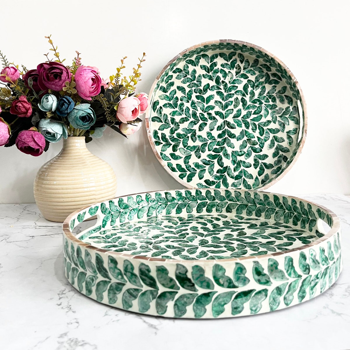 Mother Pearl Inlay Tray - 35 cm