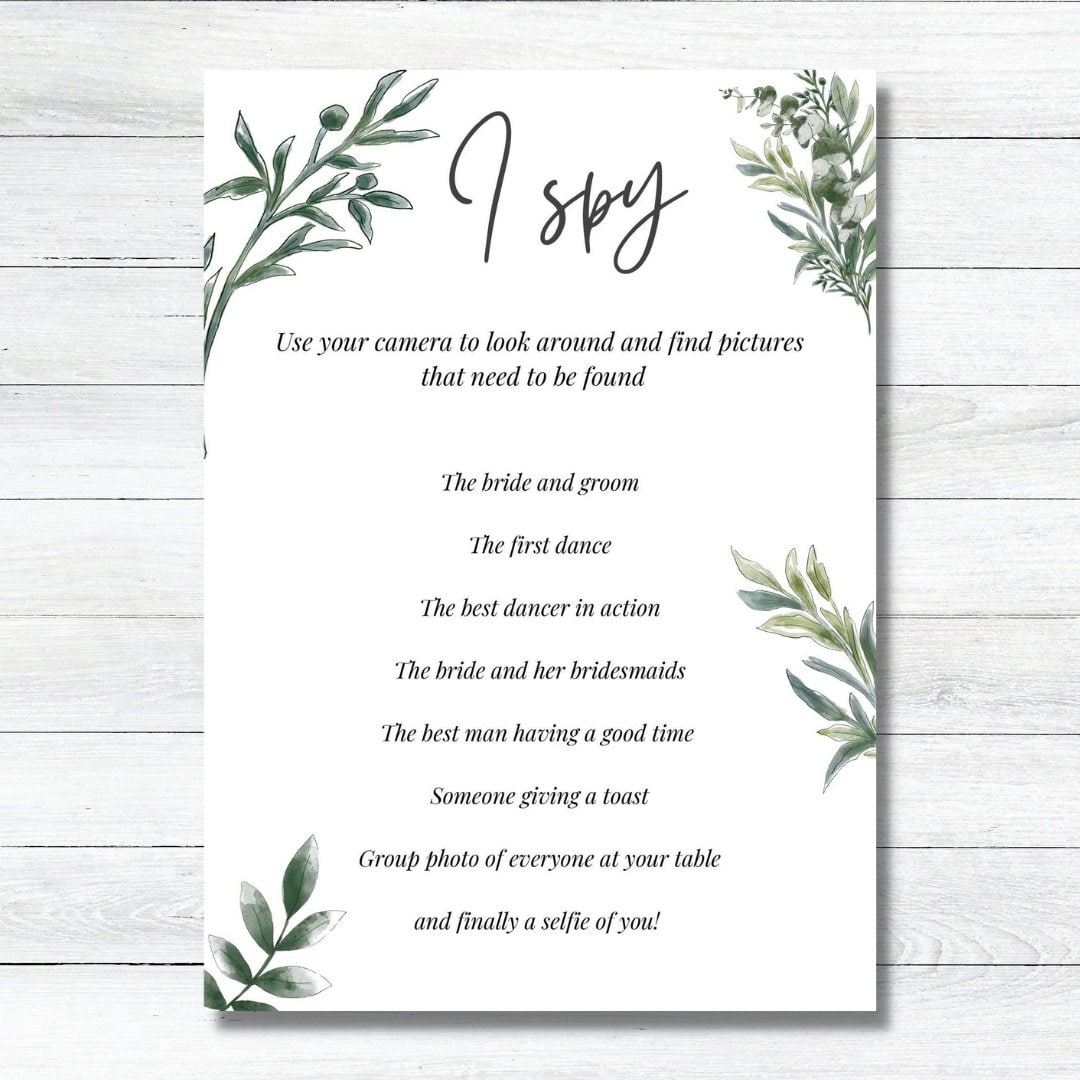I Spy Photography Wedding Game Wedding Day Gifts Bride and Groom