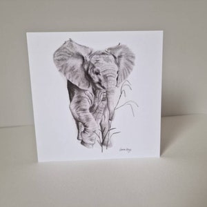 Baby Elefant Karte blanko von original Bleistiftskizze