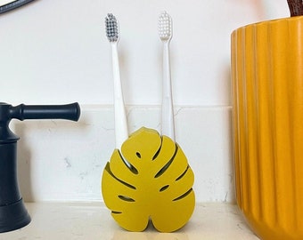 Porte-brosse à dents végétal, design minimaliste en feuille de Monstera