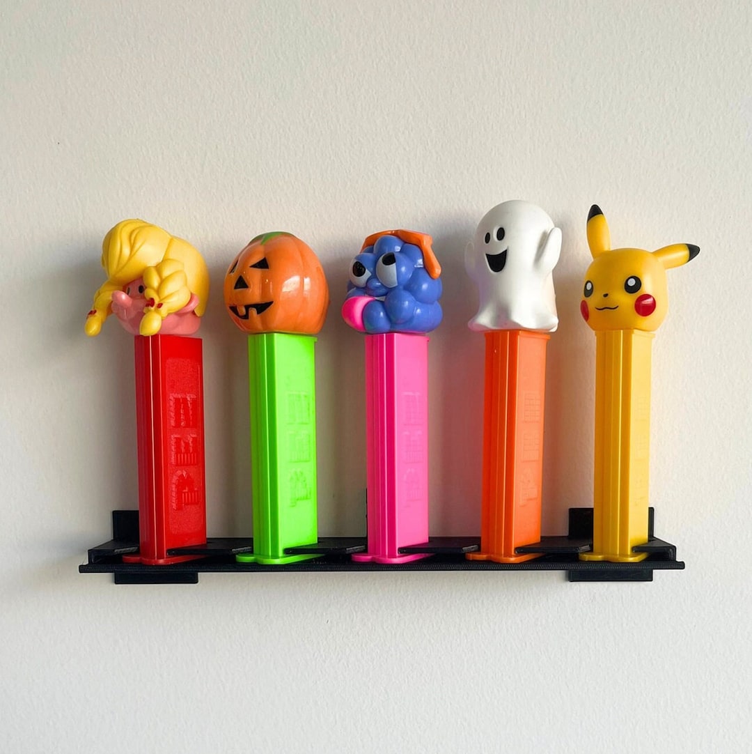 Pez Dispenser Floating Wall Display Stand angled, Holds 5 Collectible