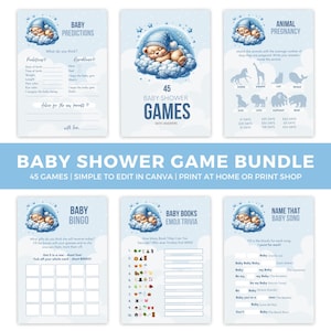 On Cloud 9 Baby Shower Game Bundle, - Teddy Bear Theme, Baby Shower Game Pack, We&#39;re On Cloud 9 Shower Games, BS038