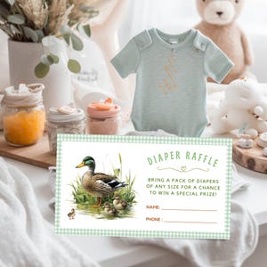 Mallard Duck Diaper Raffle Cards, Shower Games, Shower Raffle, Duck Baby Shower, Hunting Baby Shower  - BS048