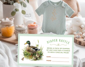 Mallard Duck Diaper Raffle Cards, Shower Games, Shower Raffle, Duck Baby Shower, Hunting Baby Shower  - BS048