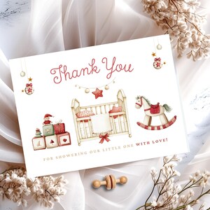 Carte de remerciement Joyeux petite baby shower - modèle de toile personnalisable - baby shower d'hiver - BS058