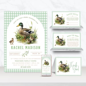 Duck Baby Shower Invitation Bundle | Duck Hunting Invitation | Mallard Duck Hunting Theme | Rustic Outdoor Baby Shower BS048