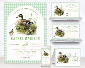 Duck Baby Shower Invitation Bundle | Duck Hunting Invitation | Mallard Duck Hunting Theme | Rustic Outdoor Baby Shower BS048