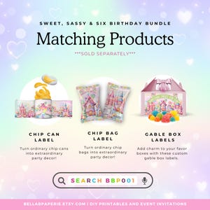 a flyer for a birthday party with matching products