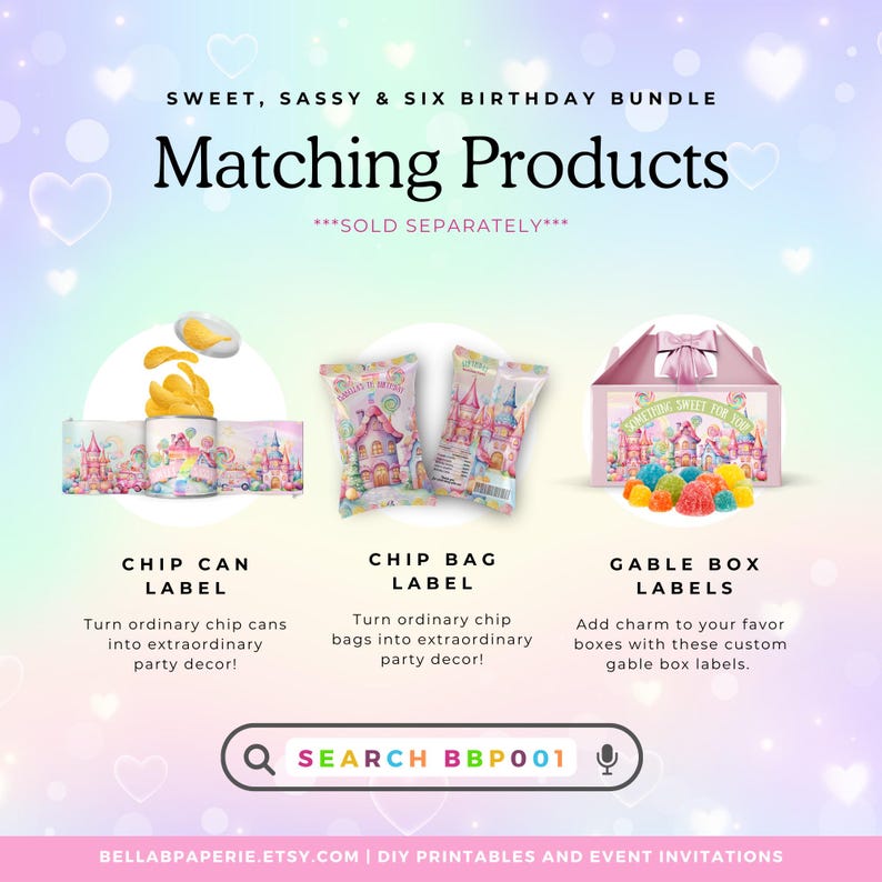 a flyer for a birthday party with matching products