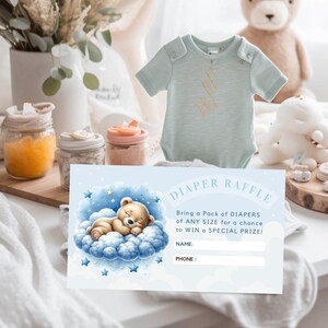 Luierloterijkaarten, babyshower op wolk 9, op wolk 9, babyshower jongens, babyshower teddybeer - BS039