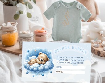 Luierloterijkaarten, babyshower op wolk 9, op wolk 9, babyshower jongens, babyshower teddybeer - BS039