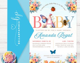 A Little Ladybug is on the Way, Editable Baby Shower Invite, Little Love Bug, Insect Theme Invitation- BS065