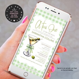 Martini Theme Mobile Baby Shower Invitation, Mobile Baby Shower, Digital Invite, Social Media Invite, Digital Baby Shower- BS066