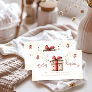 Carte de registre cadeau joyeuse petite baby shower, carte de registre de baby shower d'hiver, insert de baby shower d'hiver, modèle de toile modifiable - BS058