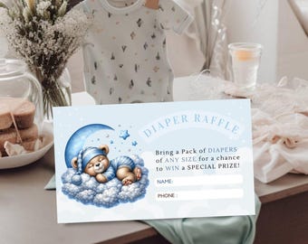 Luierloterijkaarten, babyshower op wolk 9, op wolk 9, babyshower jongens, babyshower teddybeer - BS007