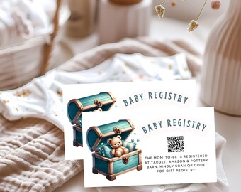 Ahoy It&#39;s a Boy babyregistratiekaart, QR-coderegistratiekaart, nautische babyshower, zomerbabyshower - BS005