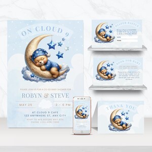 Cloud 9 Baby Shower Invitation Bundle, Boy Baby Shower cloud 9 , Baby Shower Cloud Nine Theme, Boy Baby Shower Cloud 9 - BS040