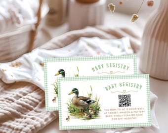 Registerkaartsjabloon wilde eend babycadeau | DIRECT DOWNLOADEN | Kraamcadeaus, cadeaus voor aanstaande moeder, registratiegegevens - BS048