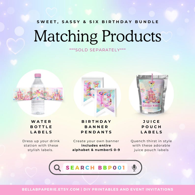 a flyer for a birthday party with a lot of products