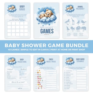 On Cloud 9 Baby Shower Game Bundle, - Teddy Bear Theme, Baby Shower Game Pack, We&#39;re On Cloud 9 Shower Games, BS039