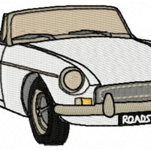 MGB Roadster Chrome Bumper Car Embroidery Design - Instant Download - MG Sports Car - Classic