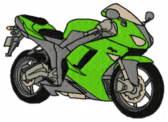 Kawasaki ZX-6R Ninja Motorbike Embroidery Design - Instant Kawasaki ZX-6R Ninja Motorbike Embroidery Design - Instant