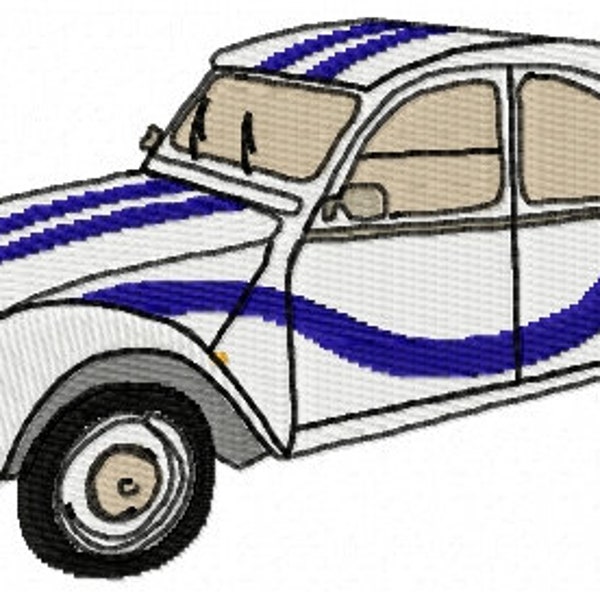 Citroen 2CV Beachcomber Car Ricamo Design - Download istantaneo - Auto d'epoca