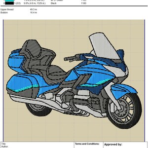 Goldwing GL1500 Motorbike Embroidery Design - Instant Download - Honda Gold Wing Thread List