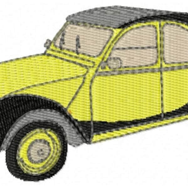 Motif de broderie de voiture Citroën 2CV Charleston - téléchargement immédiat - voiture classique