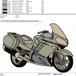 Kawasaki 1400 GTR Motorbike Embroidery Design Instant Download Motorcycle image 2